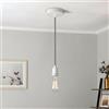 LEDSone Lampada a sospensione vintage in metallo ottone verde, cavo flessibile intrecciato verde militare da 1 m, kit di montaggio per lampada a sospensione con portalampada E27 (Bianco)