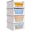 TidyIsles Organizzatori pieghevoli per armadietti, scatole di immagazzinaggio per vestiti, con separatori, scatole impilabili in plastica, per camera da letto, cucina, bagno, ufficio, 4 pezzi, bianco