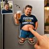 VEELU Magnete da Frigo Personalizzato con Foto e Viso, Calamita Divertente Anti-Stress con Pancia Morbida da Spremere, Idea Regalo Originale per Famiglia, Amici, Donna e Uomo (Stile 3)