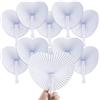 Icelus - Confezione da 12 ventagli di carta pieghevoli, con manici in plastica, colore bianco, per matrimoni, compleanni, regali per gli ospiti