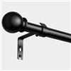 PeSenp Bastone per tende da 87-240 cm, nero per tende con occhielli, asta per tende da 16 mm con terminali rotondi, aste regolabili in metallo multiplo con staffe e set di accessori