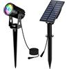T-SUN Set di 1 faretto solare da giardino, 1 LED RGB, luci solari per esterni, per vialetto, patio, cancello, giardino, cortile, vialetto, portico, passerella