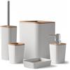 Inbagno Set accessori bagno 5 pezzi crema - Accessori da bagno in plastica e bambù Linea Show