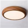 ITETONE Lampada da soffitto a cerchio a basso profilo color noce Lampada da soffitto a LED con venature del legno da 11,8 pollici Montaggio a incasso, Apparecchi di illuminazione per armadio rotondo moderno p