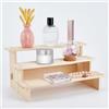 NBEADS 3 livello Legno Display Riser, 17.9x29.6x14.2cm Alzate per Piccoli Stand per Alimenti Da Tavolo Bianco Antico Espositori Cosmetici per La Collezione di Figure