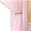 MIULEE Voile Tende Trasparenti Palla di Peluche sul Lato con Occhielli Tenda per Finestra per Soggiorno e Camera da Letto 2 Pannelli 140 x 260 CM Rosa Chiaro