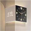 Songnim Orologio angolare a Doppia Faccia Quadrata, Moderno Lampada da Parete per Orologio da Parete a LED Creativo a LED con Orologio Digitale e Scala per Soggiorno, Camera da Letto
