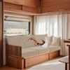SYLC Impermeabile Coprisedile Per Caravan, Carovana Copricuscino Per Divano Camper Con Elastica E Allacciatura,Fodere Per RV Panchina (Beige,W 95-135 cm, D 65-95 cm)