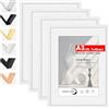 HIMEETIME® 4x Cornice A3 30x42 cm in vero legno bianco, per foto da 21x30 cm con tappetino o da 29,7x42 cm senza tappetino.