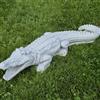 FABRIQ Figura decorativa in pietra artificiale, coccodrillo, animali, grigio, pietra artificiale, resistente al gelo, semplice, stile massiccio, L: 68 cm, W: 18,5 cm, H: 13 cm, peso: 10