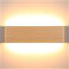 Lightess 16W Applique da Parete Interno Legno Moderno LED Lampade da Parete Luce in Alluminio per Corridoio, Bagno, Scala, Camera da Letto, Soggiorno, Colore del Legno, Bianco Caldo(32cm)