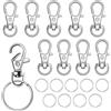 saizone 10PCS Moschettone Portachiavi con Chiusura a Chiave Rotante Lega, Moschettoni Piccoli Ganci Portachiavi Rotanti ad Anello Staccabile, Moschettoni Gancio Portachiavi per Artigianato Fai da Te