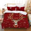 AVJWWD Set di biancheria da letto natalizia,Microfibra Copripiumino con Babbo Natale e alce motivo,decorazione natalizia, set regalo per ragazzi e ragazze (Alce Rosso, 200 x 200 cm)