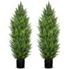Hollyone 2 cipressi artificiali, alberi topiaria finti da 1,2 m, con tronchi staccabili, arte topiaria finta decorativa per interni ed esterni, decorazione per la casa, giardino, balcone, patio