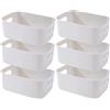 EURXLQ Cestini Portaoggetti Plastica Scatole Organizer con Manici,Contenitori per Armadio,Contenitore Plastica,Organizer Portaoggetti per Cucina Bagno Cosmetici (Grigio, 30.5×20×12cm/6 Pack)
