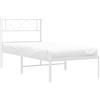 vidaXL Giroletto con Testiera Metallo Bianco 100x190 cm