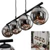 hofstein Lampadario a sospensione Gastor in metallo/vetro nero fumo, lampada in stile vintage/retrò con ombrelli in vetro (Ø 15 cm), altezza max. 108 cm, 4 lampadine E14, senza lampadina