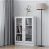 Festnight Vetrina Soggiorno, Armadietto Vetrina, Mobile Ingresso Moderno, Credenza Moderna Alta, in Legno Multistrato Bianco 82,5x30,5x115 cm