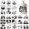 GLOBLELAND 25 fogli Montagne Silhouette Mason Jar Decalcomanie Adesivi Alberi Paesaggio Plastica Silhouette Decalcomanie da parete Adesivi Adesivi Lanterna Jar Adesivi Finestra Decalcomanie Vetro