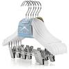 Hangerworld, Mini Appendiabiti in Legno con Clips per Gonna/Pantaloni, 12 pz., Bianco (White)