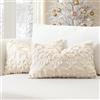 Artscope 2 Pezzi Natalizio Federe in Lana Corta Velluto Copricuscini Morbido Decorativo Fodere per Cuscino Lusso Stile per Divano Camera da Letto Fiocchi di Neve e Cervo Beige 30x50 cm