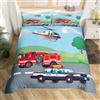 Homemissing - Set di lenzuola con copripiumino, motivo camion dei pompieri e auto della polizia, per ragazzi e adolescenti, 140x200cm, ideale per camere da letto, decorazione per ragazzi