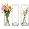 MELEJIA Set di 3 Vasi in Acrilico, Rotondo Vaso Trasparente, Vaso Indistruttibile Leggero, Vasi Resistente per Fiori Freschi/Finti, Decorazione Interna/Esternea (10 x 25cm, 12 x 40cm e 15 x 40cm)