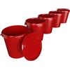 FixedByU 5 secchi con coperchio, 30 litri, made in Germany, per alimenti, stabili, ermetici, per conservare alimenti, materiale da ufficio, cameretta dei bambini, officina e gastronomia, rosso