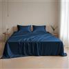 LINENWALAS Lyocell, Set di lenzuola rinfrescanti in 100% Tencel, in 100% Tencel, naturale, traspirante, anallergico, 4 pezzi (colore blu navy, matrimoniale)
