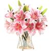 HNVNER 6 Bouquet Fiori Finti Gigli per Decorazioni , Realistiche in Seta Stampa 3D