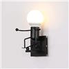 WLXJDJ Creativa Lampada da Parete Robot, Moderna Applique da Parete Interno Skateboard Lampada da Comodino Bambini E27 per Camera da Letto, Soggiorno, Corridoio, Scala, Lampadine non Incluse,Nero