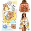 KMFASVX Capybara Telo Mare+Tasche, Capybara Telo Antisabbia Mares Coperta da Spiaggia Teli Mare Microfibra Coperta da Spiaggia da Viaggio Leggero e Portatile Doccia Asciugamano per Piscina 80x160cm (D)
