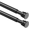 Fvonzn asta per tende senza forare, 70-105 cm - Nero, asta a clip, antiscivolo con molla, asta per tende senza forare, per bagno, cucina, finestra, armadio, set da 2