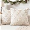Artscope 2 Pezzi Natalizio Federe in Lana Corta Velluto Copricuscini Morbido Decorativo Fodere per Cuscino Lusso Stile per Divano Camera da Letto Angelo Beige 40x40 cm