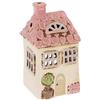 Home of Christmas Lichthaus | Tealight Cottage | Candeliere | Portacandele | Ceramica (Rosa/Beige 14 x 7 x 7 cm)