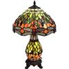 Bieye L30566 Lampada da tavolo in vetro colorato in stile Tiffany Dragonfly con paralume dal design intricato largo 12 pollici e base illuminata, verde lime, alta 19 pollici