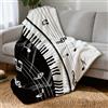 Hobbspring Coperta di lancio Pianoforte Note musicali Morbida Flanella Coperta Per Letto Divano Classico Strumento Interessante Super Caldo Adulti Coperte Per La Decorazione Domestica Nero Bianco