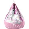Treer Unicorno Fodera per Pouf a Sacco per Adulti Bambini, Stampato Copertura per Poltrona Sacco, Senza Imbottitura, Cerniera Pouf a Forma di Pera Bean Bag Cover (100x120cm,Unicorno Rosa)