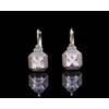 Orecchini Dormeuse Argento Belle Epoque Quadrato CZ Bianco Retro SA1