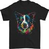 Gildan Una Maglietta Da Uomo Con Border Collie Colorato 100% Cotone