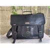 Fatto a mano Borsa Tracolla Messenger In Vera Pelle Nera Handmade Unisex Laptop 11x15x5
