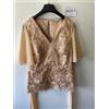 Kaleidoscope Top In Pizzo Con Cintura Oro UK 12 (FMS22-3)
