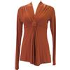 ANALILI Top A Maniche Lunghe Con Scollatura A V E Nodo Frontale Donna $135 NUOVO