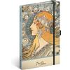 NOTIQUE Taccuino a Puntini con Elastico 13x21cm circa A5, Notebook a Copertina Rigida Design Dotted, Blocco Note, Quaderno, Diario, Agenda per Adulti, Donne (Alphonse Mucha Zodiaco)
