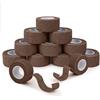 ANAMPION 12 Rotoli 2.5cmX4M Benda Elastica Coesiva Non Tessuti Bende Elastiche Bendaggio Adesiva Coesiva Nastro Bendaggio Sportivo per Mani, Piedi, Ginocchia, Braccia (marrone scuro)