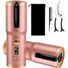 AN HUI MING Ferro arricciacapelli senza fili, rotante, a lunga durata, piccolo, 20 mm, per capelli corti/lunghi, con batteria grande da 5200 mAh, ricarica di tipo C, 6 temperature (150-200 °C) (rosa)