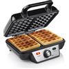 Tristar Piastra per waffle belgi Tristar, 1000 W, acciaio inox - Termostato regolabile, piastre antiaderenti, spie luminose, doppia piastra per waffle fatti in casa veloci
