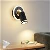 SANSHI Rotonda Faretti da Soffitto Orientabili Interno LED 1 Luce,Faretti da Parete con Inferiore 9W+5W,GU10 Lampadario Faretti,Moderna Plafoniera Faretti Bianco Caldo 3000K per Cameretta Barra,Nero