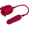 EIS, vibratore, vibratore da appoggio, mini vibratore, vibratore da appoggio a forma di rosa - 2 in 1, 39,8 cm, impermeabile, ricaricabile, silicone delicato sulla pelle