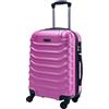 R.Leone Valigia Trolley Bagaglio a mano Rigido Ultraleggero in ABS 4 Ruote Autonome (Rosa, 20267 Valigia 55x38x23cm)